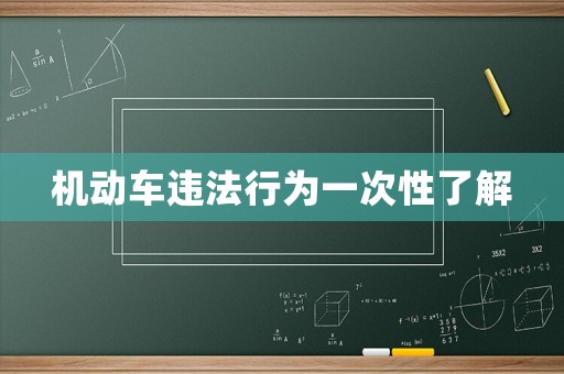 機動車違法行為一次性了解