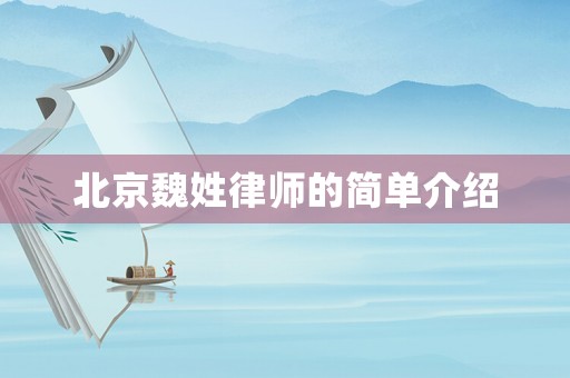 北京魏姓律師的簡(jiǎn)單介紹