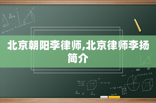 北京朝陽(yáng)李律師,北京律師李揚(yáng)簡(jiǎn)介