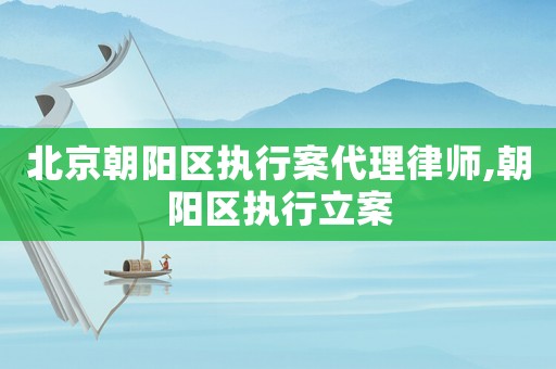 北京朝陽(yáng)區(qū)執(zhí)行案代理律師,朝陽(yáng)區(qū)執(zhí)行立案