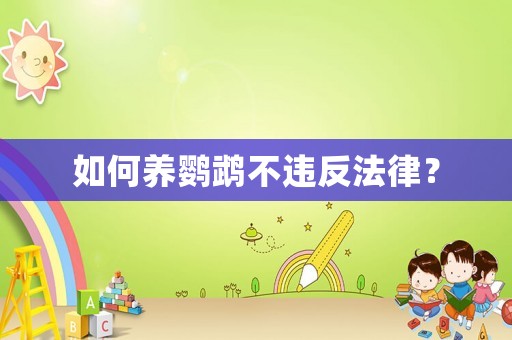 如何養(yǎng)鸚鵡不違反法律？