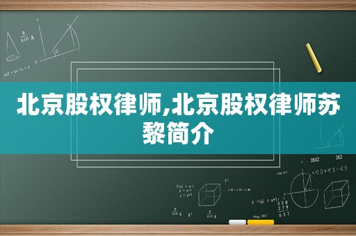 北京股權(quán)律師,北京股權(quán)律師蘇黎簡(jiǎn)介