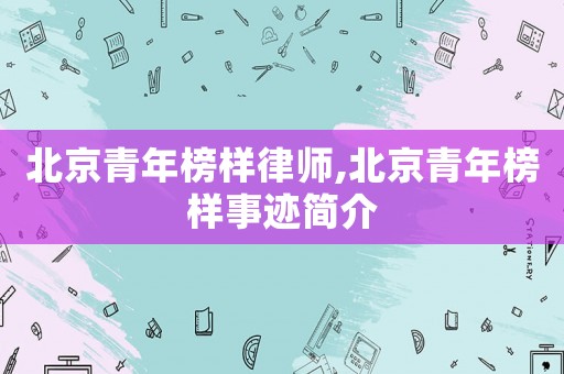 北京青年榜樣律師,北京青年榜樣事跡簡(jiǎn)介
