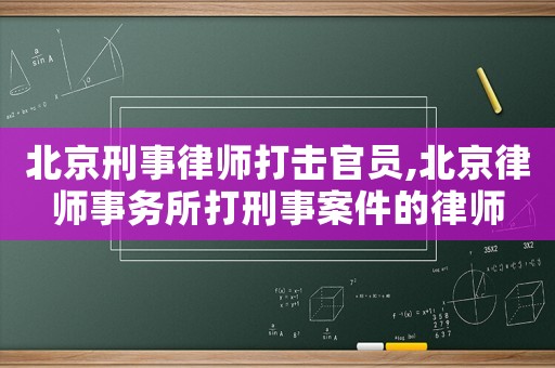 北京刑事律師打擊官員,北京律師事務(wù)所打刑事案件的律師