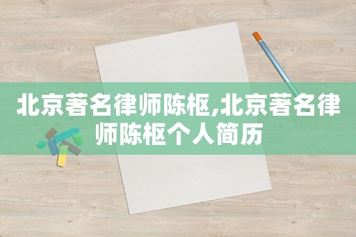 北京著名律師陳樞,北京著名律師陳樞個人簡歷