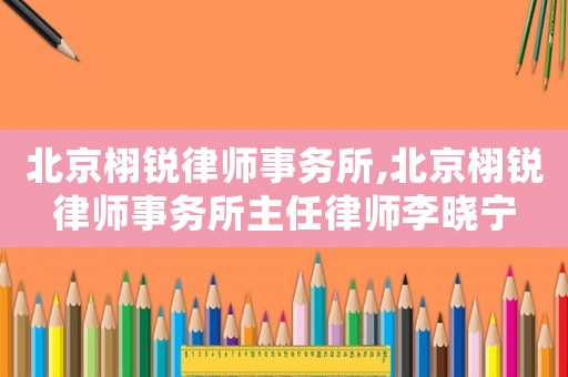 北京栩銳律師事務(wù)所,北京栩銳律師事務(wù)所主任律師李曉寧