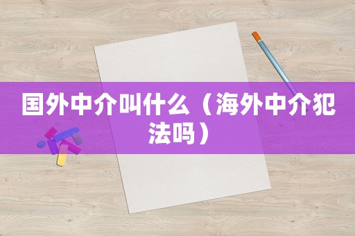 國外中介叫什么（海外中介犯法嗎）