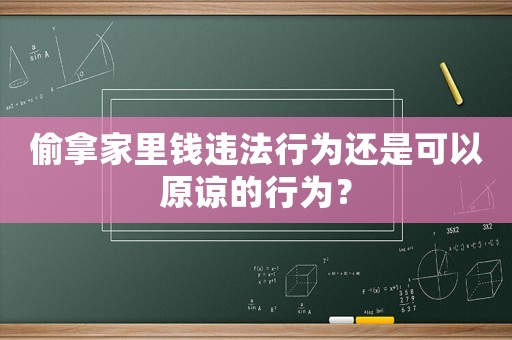 偷拿家里錢違法行為還是可以原諒的行為？
