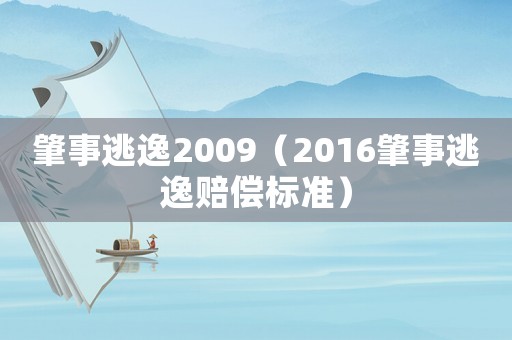 肇事逃逸2009（2016肇事逃逸賠償標(biāo)準(zhǔn)）