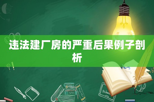 違法建廠房的嚴(yán)重后果例子剖析