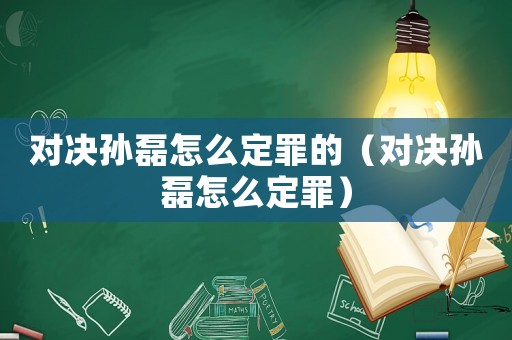 對決孫磊怎么定罪的（對決孫磊怎么定罪）