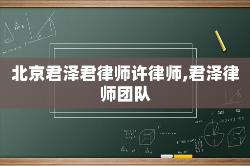 北京君澤君律師許律師,君澤律師團(tuán)隊(duì)