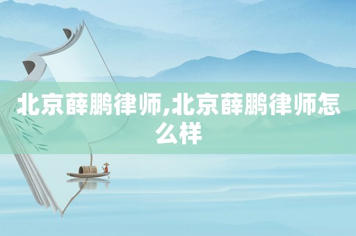 北京薛鵬律師,北京薛鵬律師怎么樣