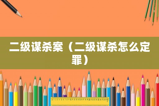 二級(jí)謀殺案（二級(jí)謀殺怎么定罪）