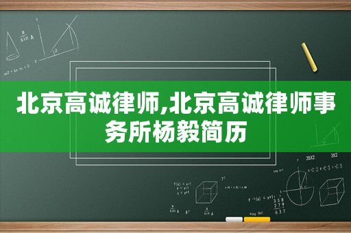 北京高誠(chéng)律師,北京高誠(chéng)律師事務(wù)所楊毅簡(jiǎn)歷