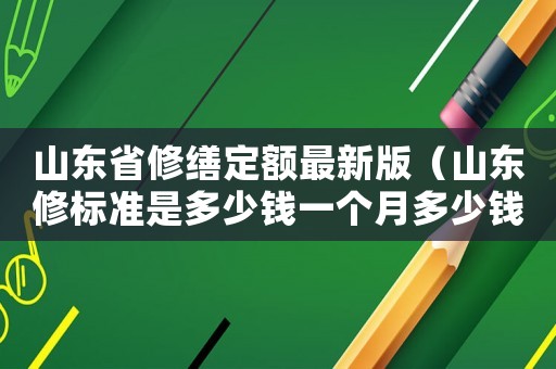 山東省修繕定額最新版（山東修標(biāo)準(zhǔn)是多少錢一個(gè)月多少錢啊）