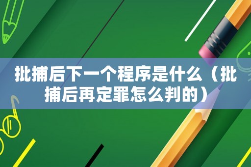 批捕后下一個(gè)程序是什么（批捕后再定罪怎么判的）