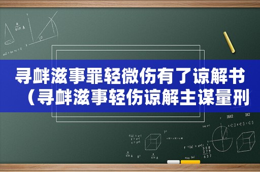 尋釁滋事罪輕微傷有了諒解書（尋釁滋事輕傷諒解主謀量刑）