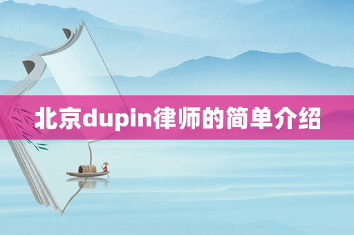 北京dupin律師的簡(jiǎn)單介紹