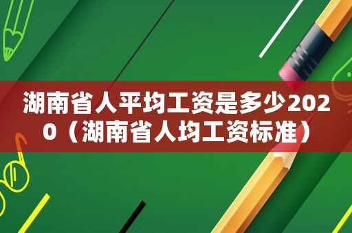湖南省人平均工資是多少2020（湖南省人均工資標準）