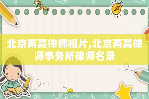 北京兩高律師相片,北京兩高律師事務(wù)所律師名錄