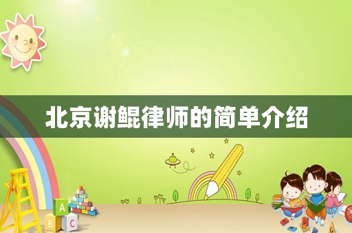 北京謝鯤律師的簡單介紹