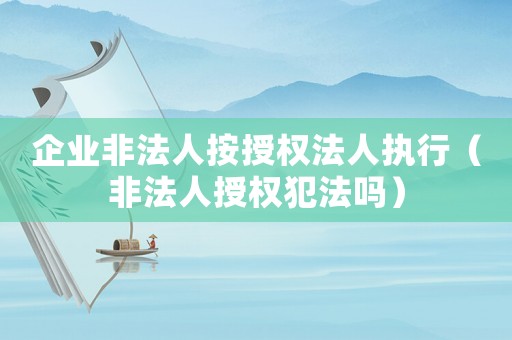 企業(yè)非法人按授權(quán)法人執(zhí)行（非法人授權(quán)犯法嗎）