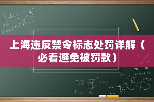 上海違反禁令標志處罰詳解（必看避免被罰款）