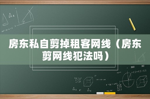 房東私自剪掉租客網(wǎng)線（房東剪網(wǎng)線犯法嗎）