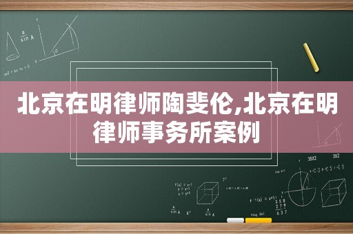 北京在明律師陶斐倫,北京在明律師事務(wù)所案例
