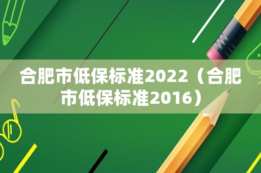 合肥市低保標(biāo)準(zhǔn)2022（合肥市低保標(biāo)準(zhǔn)2016）