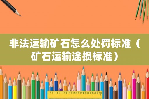非法運輸?shù)V石怎么處罰標準（礦石運輸途損標準）