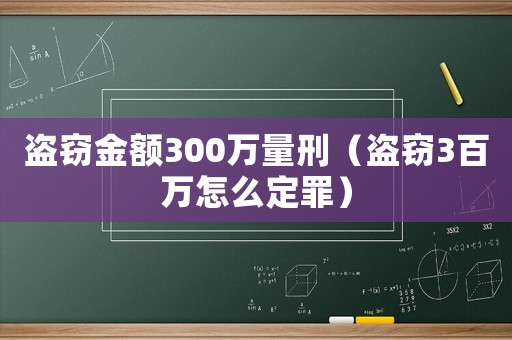 盜竊金額300萬量刑（盜竊3百萬怎么定罪）