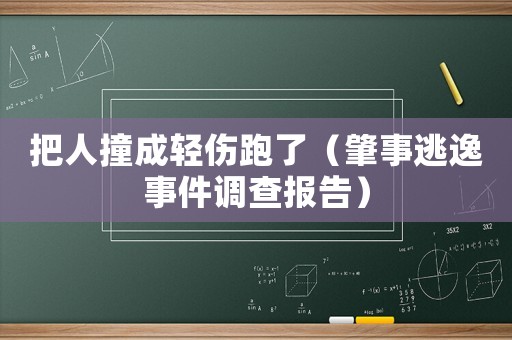 把人撞成輕傷跑了（肇事逃逸事件調(diào)查報(bào)告）