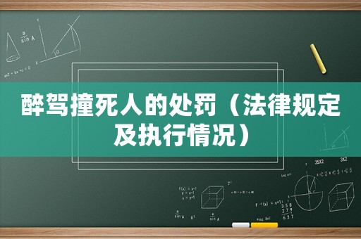 醉駕撞死人的處罰（法律規(guī)定及執(zhí)行情況）
