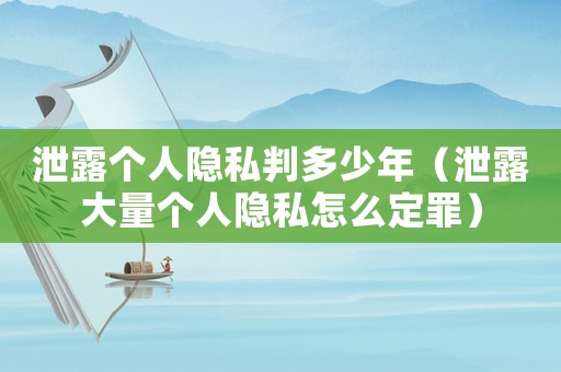 泄露個人隱私判多少年（泄露大量個人隱私怎么定罪）