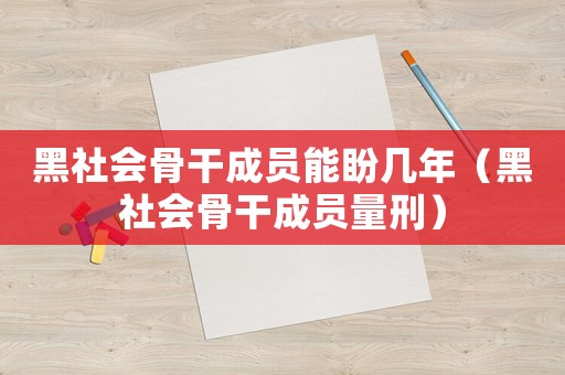 黑社會(huì)骨干成員能盼幾年（黑社會(huì)骨干成員量刑）