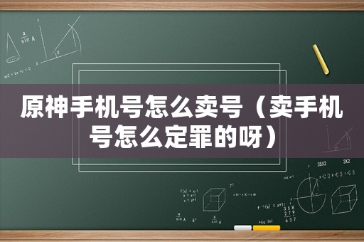 原神手機(jī)號(hào)怎么賣(mài)號(hào)（賣(mài)手機(jī)號(hào)怎么定罪的呀）
