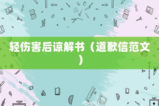 輕傷害后諒解書(shū)（道歉信范文）
