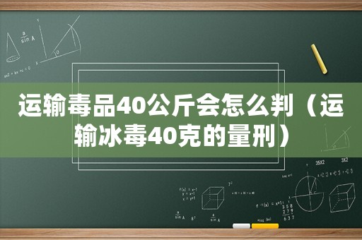 運輸毒品40公斤會怎么判（運輸冰毒40克的量刑）