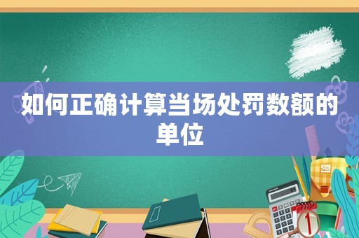 如何正確計(jì)算當(dāng)場(chǎng)處罰數(shù)額的單位