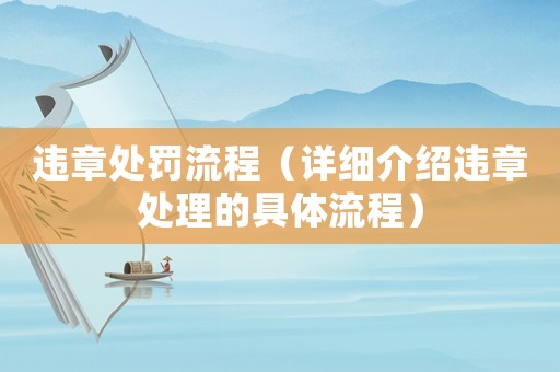 違章處罰流程（詳細(xì)介紹違章處理的具體流程）