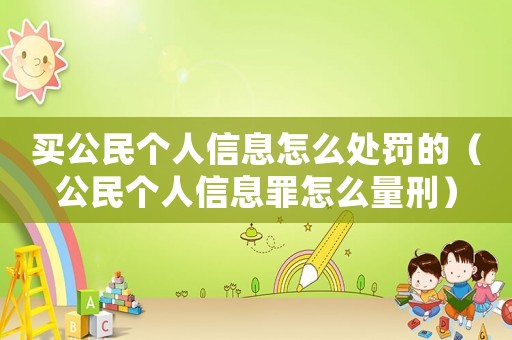 買(mǎi)公民個(gè)人信息怎么處罰的（公民個(gè)人信息罪怎么量刑）