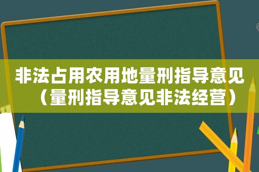 非法占用農(nóng)用地量刑指導(dǎo)意見（量刑指導(dǎo)意見非法經(jīng)營）