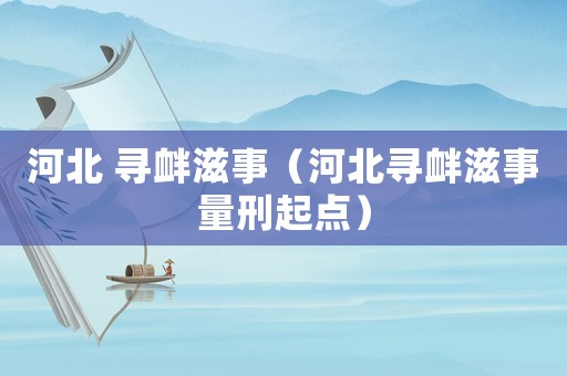 河北 尋釁滋事（河北尋釁滋事量刑起點(diǎn)）