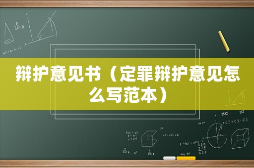 辯護意見書（定罪辯護意見怎么寫范本）