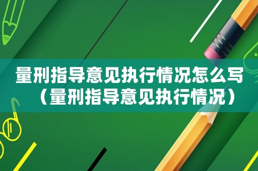 量刑指導意見執(zhí)行情況怎么寫（量刑指導意見執(zhí)行情況）