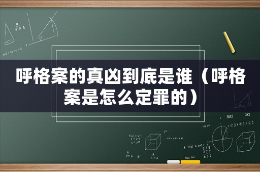 呼格案的真兇到底是誰(shuí)（呼格案是怎么定罪的）