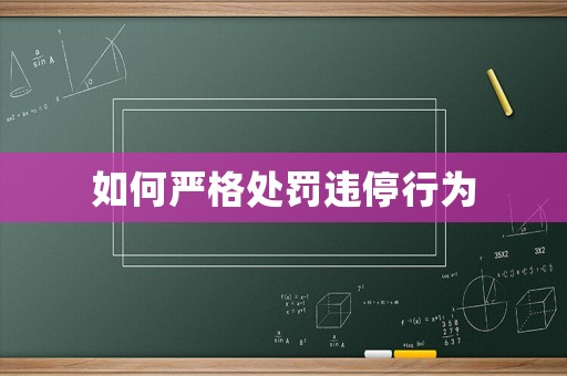 如何嚴(yán)格處罰違停行為
