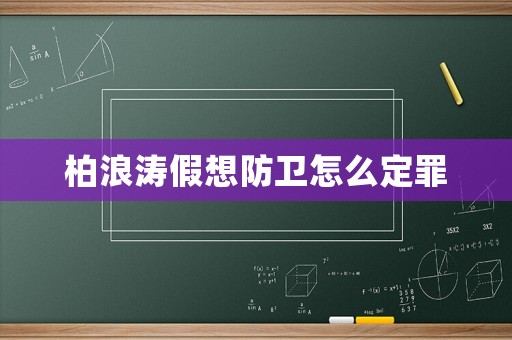 柏浪濤假想防衛(wèi)怎么定罪